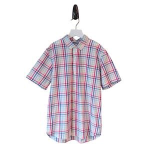 GAP Kids Button-Up Shirt Boys XXL Short Sleeve Poplin Plaid Preppy Spring Summer